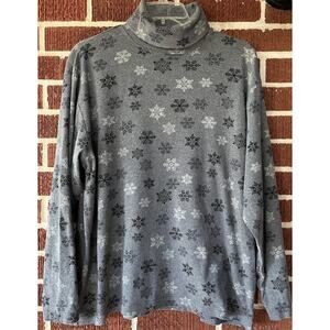 Eddie Bauer Gray Snowflake Print Turtle Neck Size XL